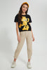 Redtag-Black-Garfield-Boxy-Crop-Top-Graphic-Prints-Senior-Girls-9 to 14 Years