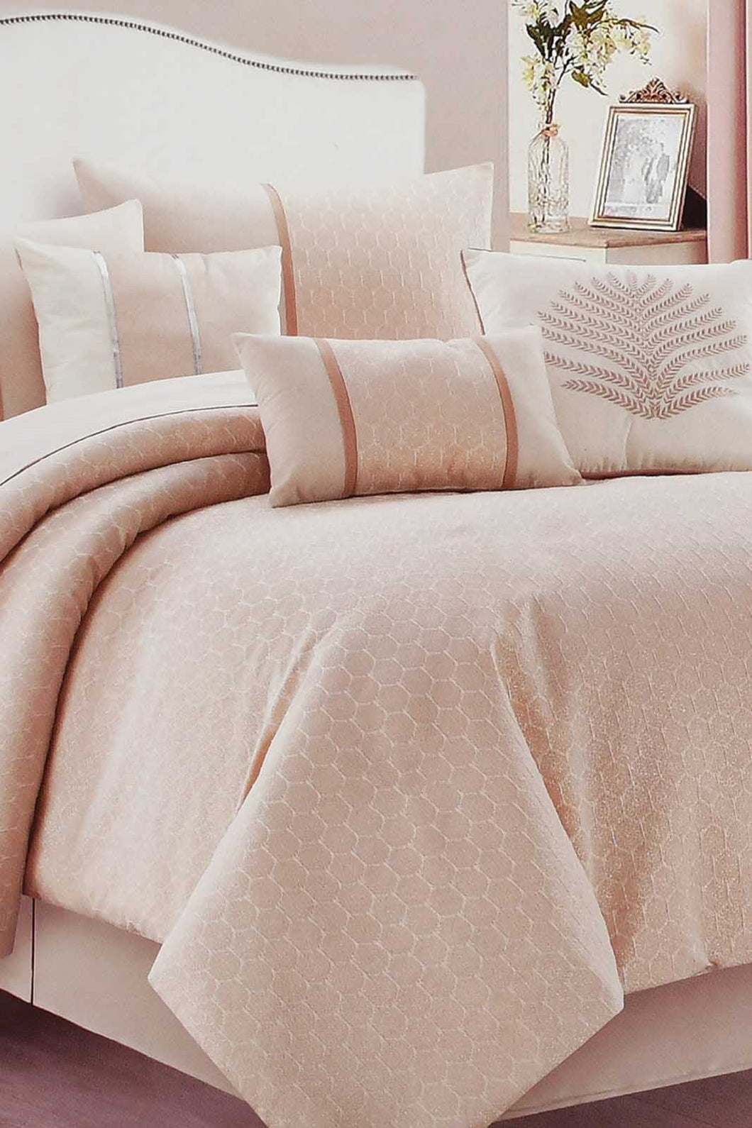 Redtag-Gold-Jacquard--7-Piece-Comforter-Set-
(King-Size)-Comforters-Home-Bedroom-