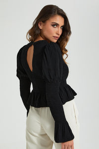 Redtag-Black-Crinkled-Bottom-Top-Colour:Black,-Filter:Women's-Clothing,-Limited-Edition-Tops,-New-In,-New-In-Women,-Non-Sale,-S22B,-Section:Women-Women's-
