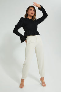 Redtag-Black-Crinkled-Bottom-Top-Colour:Black,-Filter:Women's-Clothing,-Limited-Edition-Tops,-New-In,-New-In-Women,-Non-Sale,-S22B,-Section:Women-Women's-