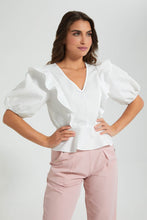 تنزيل الصورة على معرض الصور، Redtag-White-Short-Sleeve-V-Neck-Top-Colour:White,-Filter:Women&#39;s-Clothing,-Limited-Edition-Blouses,-New-In,-New-In-Women,-Non-Sale,-S22B,-Section:Women-Women&#39;s-
