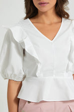 تنزيل الصورة على معرض الصور، Redtag-White-Short-Sleeve-V-Neck-Top-Colour:White,-Filter:Women&#39;s-Clothing,-Limited-Edition-Blouses,-New-In,-New-In-Women,-Non-Sale,-S22B,-Section:Women-Women&#39;s-
