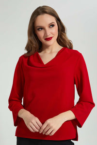 Redtag-Red-Cowl-Neck-Top-Blouses-Women's-