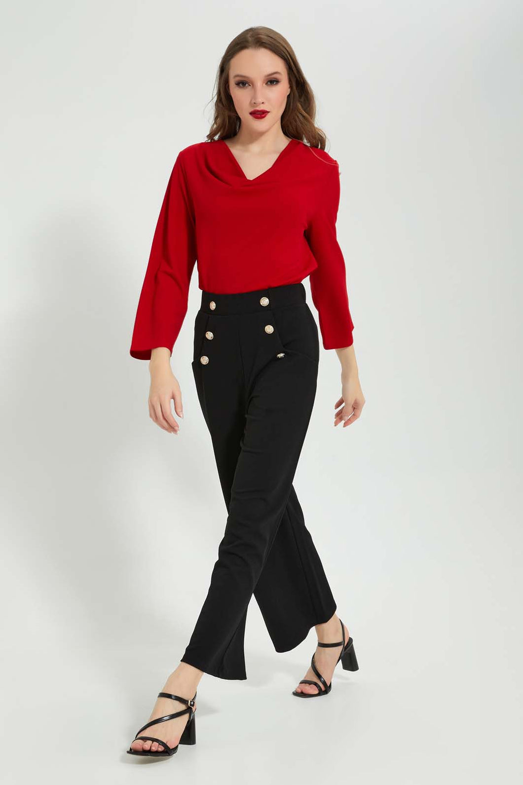 Redtag-Red-Cowl-Neck-Top-Blouses-Women's-