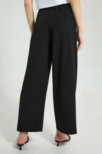 تنزيل الصورة على معرض الصور، Redtag-Black-Wide-Leg-Pant-With-Belt-Leggings-Women&#39;s-
