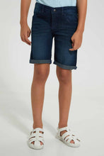 تنزيل الصورة على معرض الصور، Redtag-Dark-Wash-Roll-Up-Hem-Shirt-Casual-Shorts-Girls-2 to 8 Years
