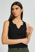 تنزيل الصورة على معرض الصور، Redtag-Black-Sleeveless-Ribbed-T-Shirt-Plain-Women&#39;s-
