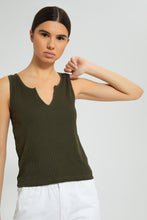 Load image into Gallery viewer, Redtag-Khaki-Sleeveless-Ribbed-T-Shirt-Plain-Women&#39;s-
