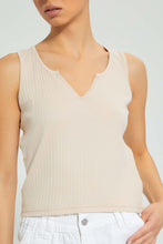 Load image into Gallery viewer, Redtag-Taupe-Sleeveless-Ribbed-T-Shirt-Plain-Women&#39;s-
