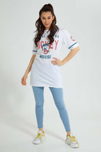 تنزيل الصورة على معرض الصور، Redtag-White-Mickey-Long-Line-Character-T-Shirt-Character-Women&#39;s-
