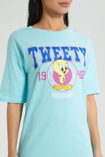 تنزيل الصورة على معرض الصور، Redtag-Blue-Tweety-Long-Line-Character-T-Shirt-Colour:Blue,-Filter:Women&#39;s-Clothing,-New-In,-New-In-Women,-Non-Sale,-S22B,-Section:Women,-Women-T-Shirts-Women&#39;s-
