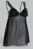 Redtag-Black-Plain-Non-Padded-Frill-Babydoll-With-Thong-Babydolls-Women's-