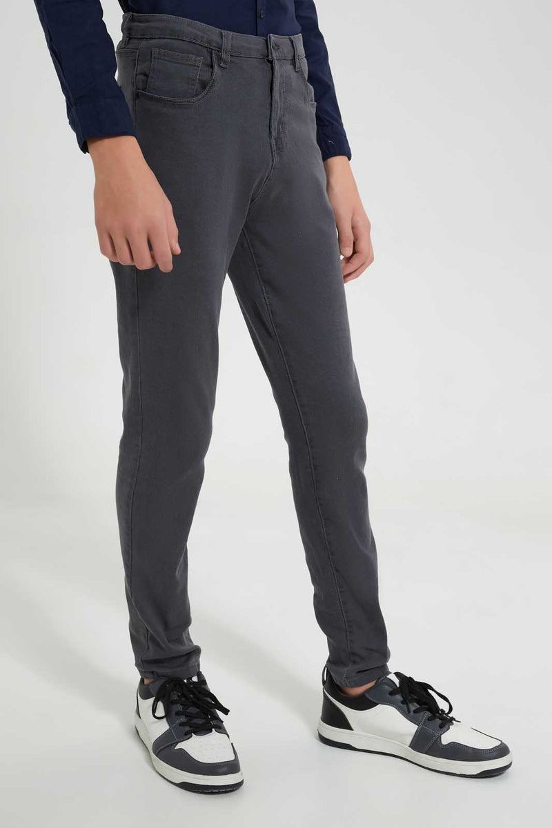 Redtag-Grey-Jean-Jeans-Slim-Fit-Senior-Boys-9 to 14 Years