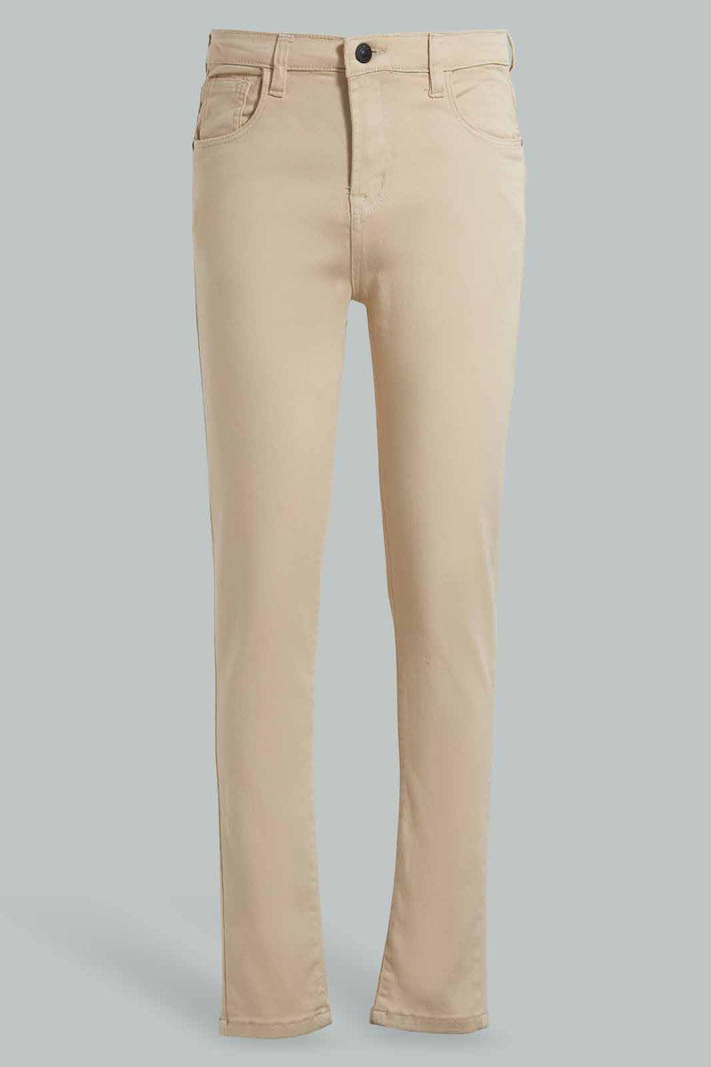 Redtag-Beige-Jean-Jeans-Slim-Fit-Senior-Boys-9 to 14 Years