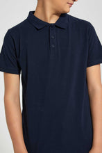 Load image into Gallery viewer, Redtag-Navy-Basic-Polo-Polo-Shirts-Senior-Boys-9 to 14 Years
