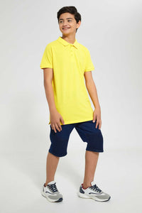 Redtag-Yellow-Basic-Polo-Polo-Shirts-Senior-Boys-9 to 14 Years