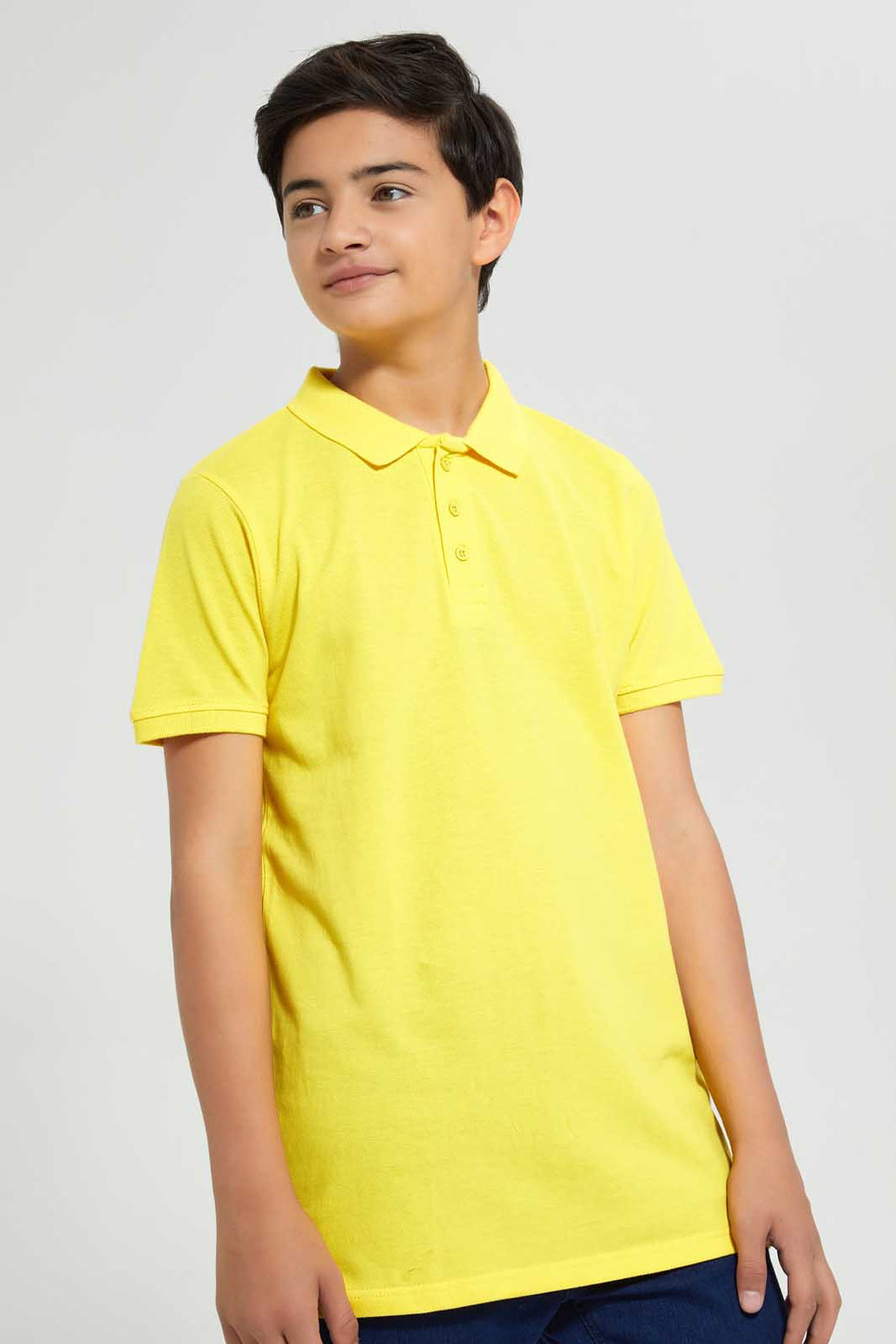 Redtag-Yellow-Basic-Polo-Polo-Shirts-Senior-Boys-9 to 14 Years