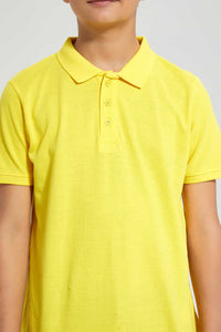 Redtag-Yellow-Basic-Polo-Polo-Shirts-Senior-Boys-9 to 14 Years