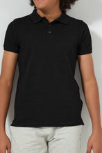 Load image into Gallery viewer, Redtag-Black-Basic-Polo-Plain-Senior-Boys-9 to 14 Years
