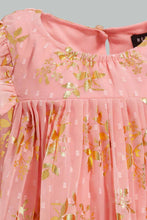 Load image into Gallery viewer, Redtag-Light-Coral-Foil-Printed-Pleated-Blouse-Blouses-Infant-Girls-3 to 24 Months
