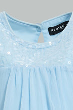 Load image into Gallery viewer, Redtag-Blue-Fluter-Sleeves-Front-Sequins-Blouse-Blouses-Infant-Girls-3 to 24 Months
