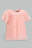 Redtag-Light-Coral-Fluter-Sleeves-Front-Sequins-Blouse-Blouses-Infant-Girls-3 to 24 Months