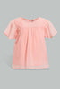 Redtag-Light-Coral-Fluter-Sleeves-Front-Sequins-Blouse-Blouses-Infant-Girls-3 to 24 Months