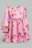 Redtag-Pink-Tiered-Full-Sleeveless-Printed-Dress-Dresses-Infant-Girls-3 to 24 Months