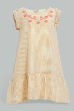 Load image into Gallery viewer, Redtag-Coral-Front-Embroidery-Ruffle-Sleeves-Dress-Dresses-Infant-Girls-3 to 24 Months
