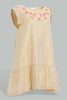 Redtag-Coral-Front-Embroidery-Ruffle-Sleeves-Dress-Dresses-Infant-Girls-3 to 24 Months