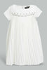 Redtag-Ivory-Front-Embroidery-Pleated-Dress-Dresses-Infant-Girls-3 to 24 Months