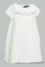 Load image into Gallery viewer, Redtag-Ivory-Front-Embroidery-Pleated-Dress-Dresses-Infant-Girls-3 to 24 Months
