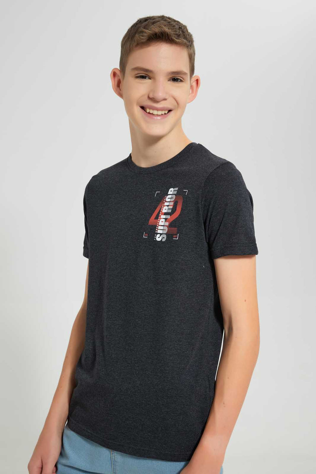 Redtag-Assorted-2-Pc-Pack-T-Shirt-Plain-T-Shirts-Senior-Boys-9 to 14 Years