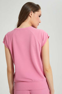 Redtag-Pink-Oversized-T-Shirt-Graphic-Prints-Women's-