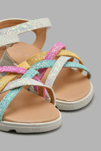 Load image into Gallery viewer, Redtag-Cream-Muti-Glitter-Strap-Sandal-Sandals-Girls-3 to 5 Years
