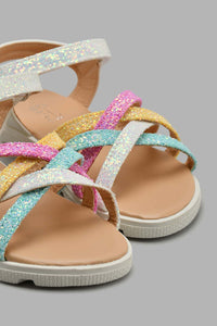 Redtag-Cream-Muti-Glitter-Strap-Sandal-Sandals-Girls-3 to 5 Years