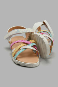 Redtag-Cream-Muti-Glitter-Strap-Sandal-Sandals-Girls-3 to 5 Years