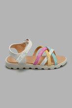 Load image into Gallery viewer, Redtag-Cream-Muti-Glitter-Strap-Sandal-Sandals-Girls-3 to 5 Years
