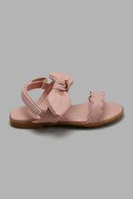 Load image into Gallery viewer, Redtag-Pale-Pink-Bow-Sandal-Sandals-Girls-3 to 5 Years
