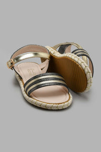 Redtag-Gold-Glitter-Strap-Sandal-Sandals-Girls-3 to 5 Years