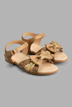 Load image into Gallery viewer, Redtag-Brown-Bow-Sandal-Sandals-Girls-3 to 5 Years
