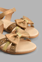 Load image into Gallery viewer, Redtag-Brown-Bow-Sandal-Sandals-Girls-3 to 5 Years
