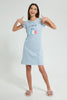 Redtag-White/Purple-Ruffled-Stripe-Night-Dress-Nightshirts-Senior-Girls-9 to 14 Years