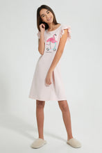 Load image into Gallery viewer, Redtag-Peach-Ruffled-Stripe-Night-Dress-Nightshirts-Senior-Girls-9 to 14 Years
