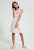 Redtag-Peach-Ruffled-Stripe-Night-Dress-Nightshirts-Senior-Girls-9 to 14 Years