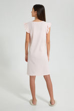 Load image into Gallery viewer, Redtag-Peach-Ruffled-Stripe-Night-Dress-Nightshirts-Senior-Girls-9 to 14 Years
