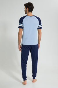 Redtag-Navy-Blue-Pyjama-Set-Colour:Blue,-Filter:Men's-Clothing,-Men-Pyjama-Sets,-New-In,-New-In-Men,-Non-Sale,-S22B,-Section:Men-Men's-