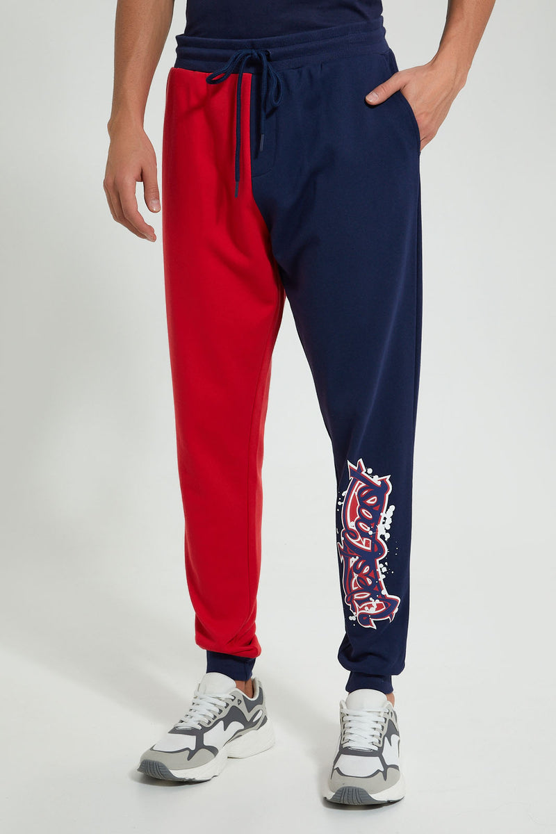 Redtag-Red/Blue-Jogger-Joggers-Men's-