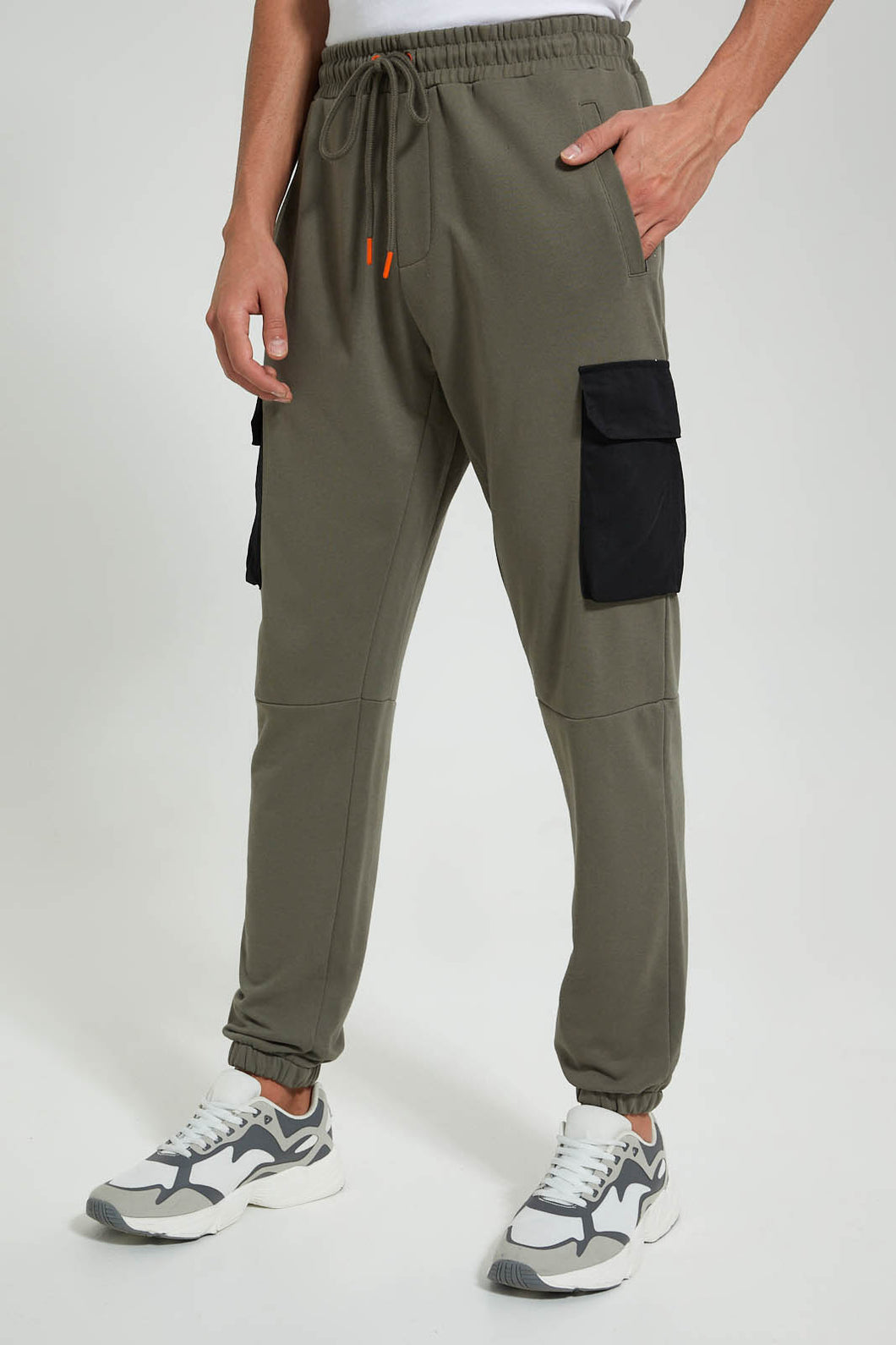 Redtag-Green-Cargo-Pocket-Jogger-Joggers-Men's-