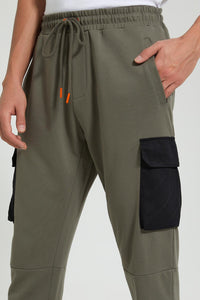 Redtag-Green-Cargo-Pocket-Jogger-Joggers-Men's-